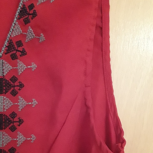 And Boho Orange tribal Embroidered top Sz M - Picture 7 of 8